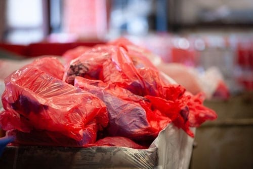 Red bag of bio waste